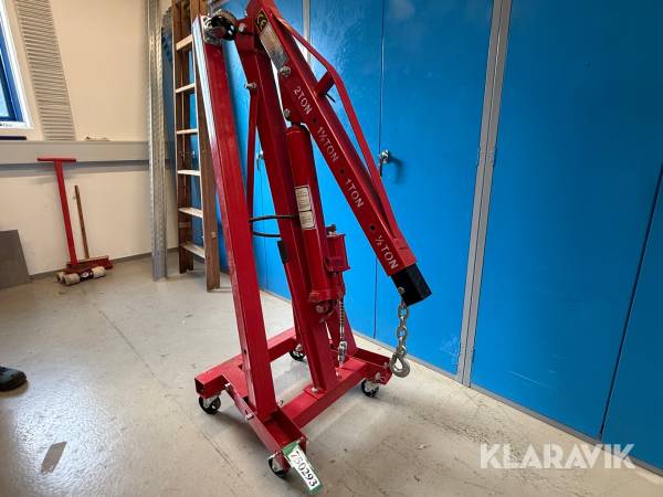 Hydraulisk værkstedskran, sammenklappelig, maks. løftekapacitet 2 ton