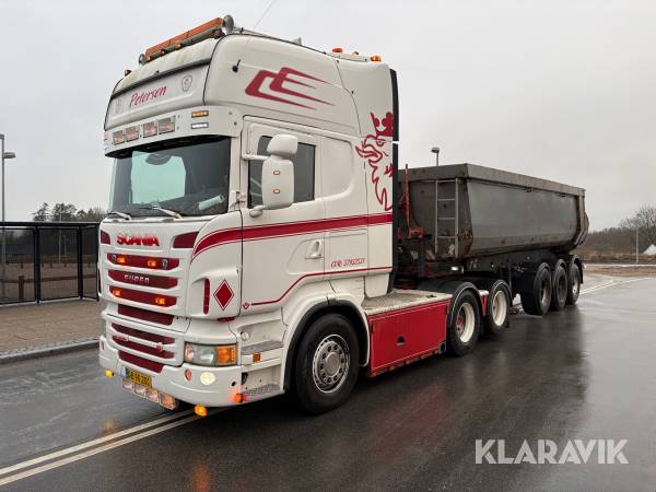 Lastbil Scania R560 Super med 2 sættevogne Kel-Berg og Schmitz