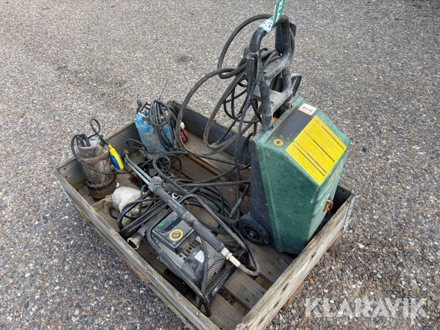 Lot højtryksrensere, dykpumpe og slampumpe Gerni, Nilfisk og øvrigt