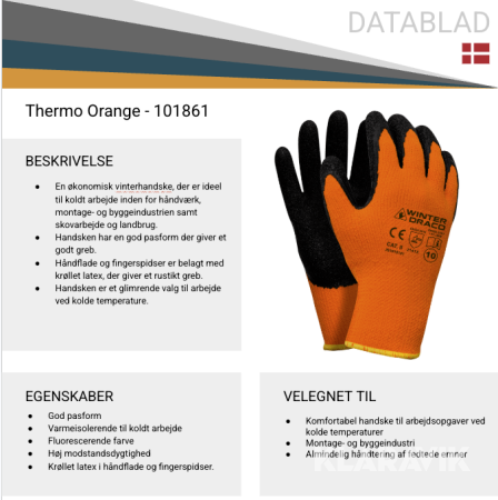 Arbejdshandsker orange 1 kasse 120 par str. 10