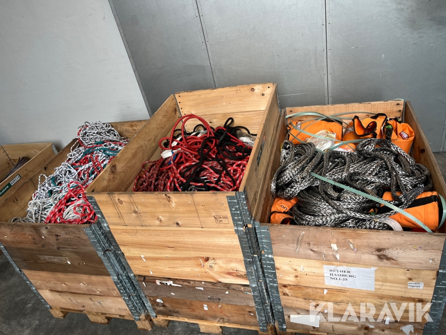 Assorteret reb og hoist bags 3 paller Lot