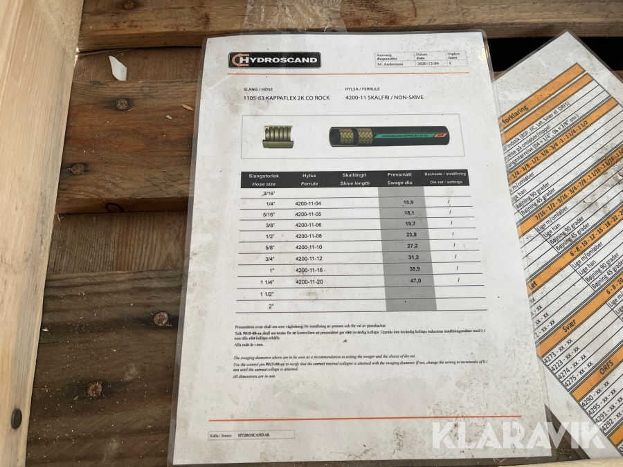 Slangepres samt andet grej Hydroscand Håndpresse