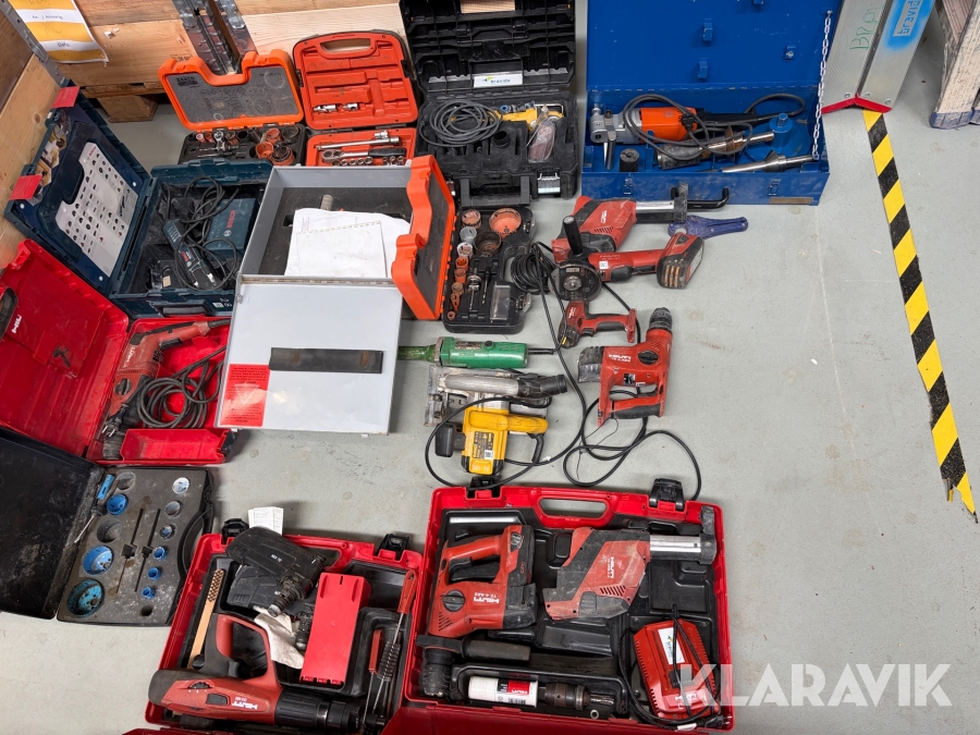 Lot - Assorteret håndværktøj Hilti, Bahco, DeWalt, Bosch og Øvrigt - 1 palle