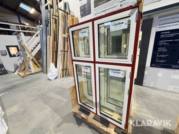 Dannebrogsvindue Outline 113.8x177.8 cm 3 lags - Træ - 1 styk