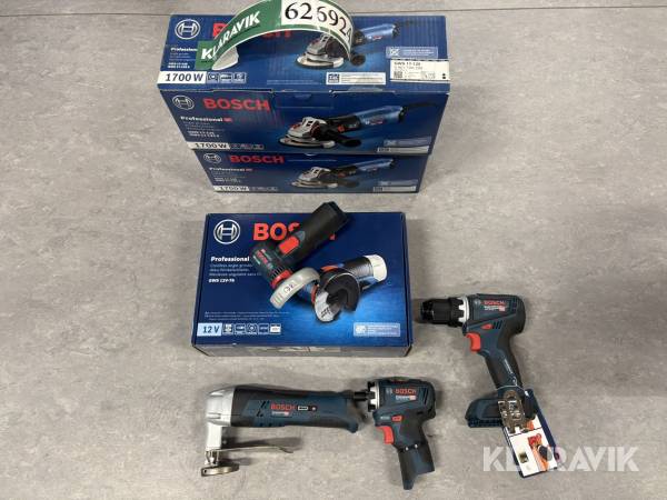 Værktøj blandet lot Bosch 7 stk. vinkelsliber på ledning, 1 stk. 18v skruemaskine, 4 12v maskiner
