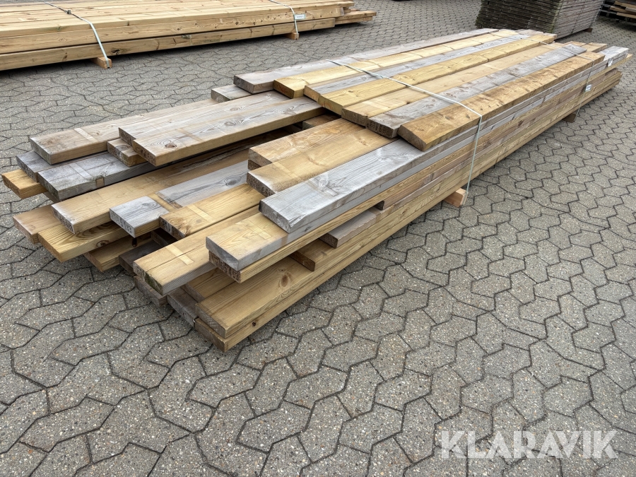 Trykimprægneret Reglar Høvlet - 145x45 mm - 63 styks - blandet længder