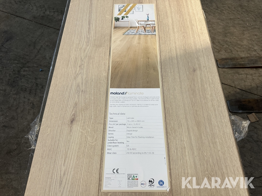 Gulv Moland High Performance Laminate Wideplank Design Svaneke Eg 10 mm 88,2 m2