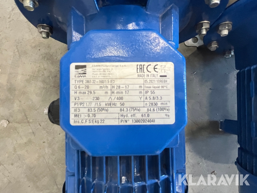 Centrifugalpumper Ebara 3M/I 32 - 160/1.5, Greve, Klaravik a