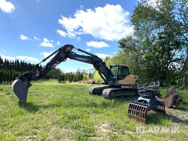 Gravemaskine Volvo EC 180CL med 3 skovle og sortergrab