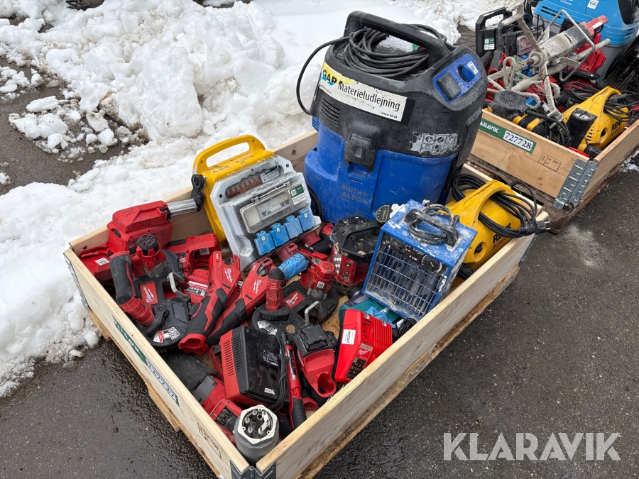 Assorteret håndværktøj og støvsuger - 1 palle
