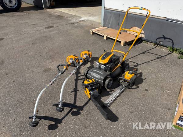 Haveredskaber Stiga plæneklipper, græstrimmer, motorsav og hækkeklipper