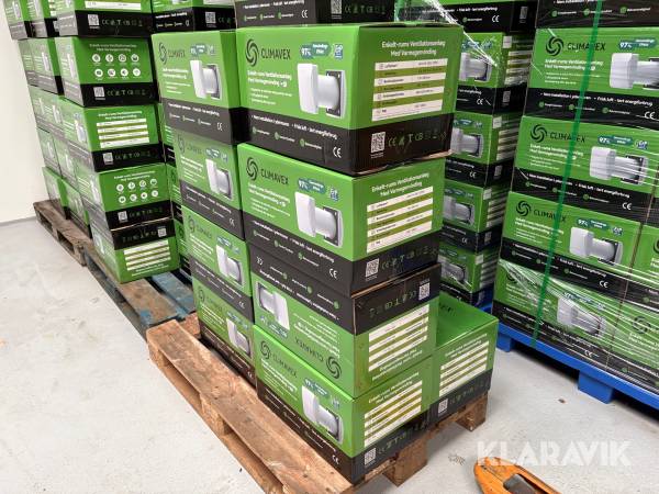Ventilationsanlæg Climavex CV160WHP-2.5 med fjernbetjening, 10 Styk