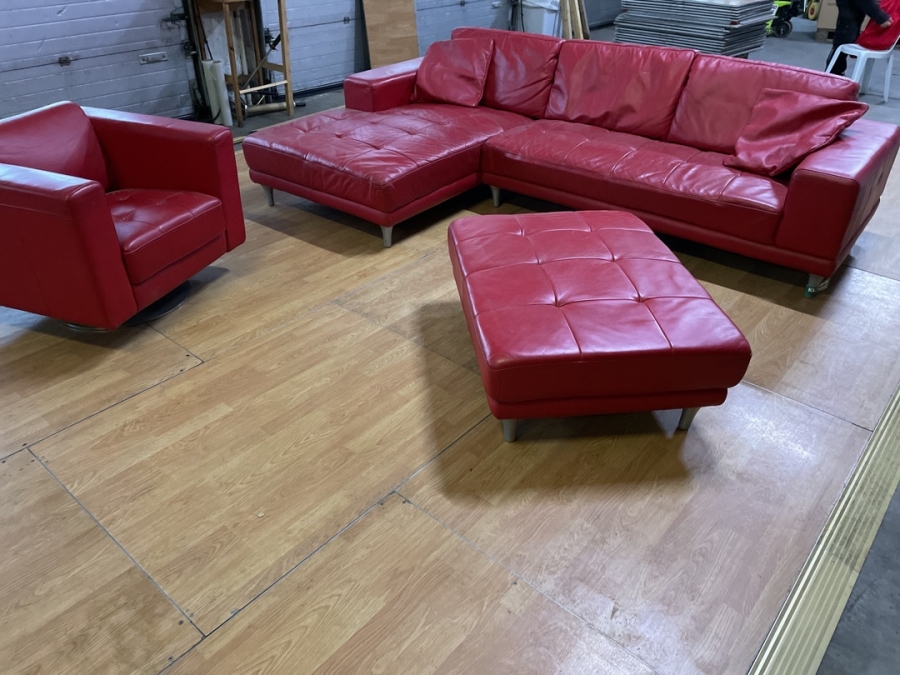 Lædersofa med chaiselong