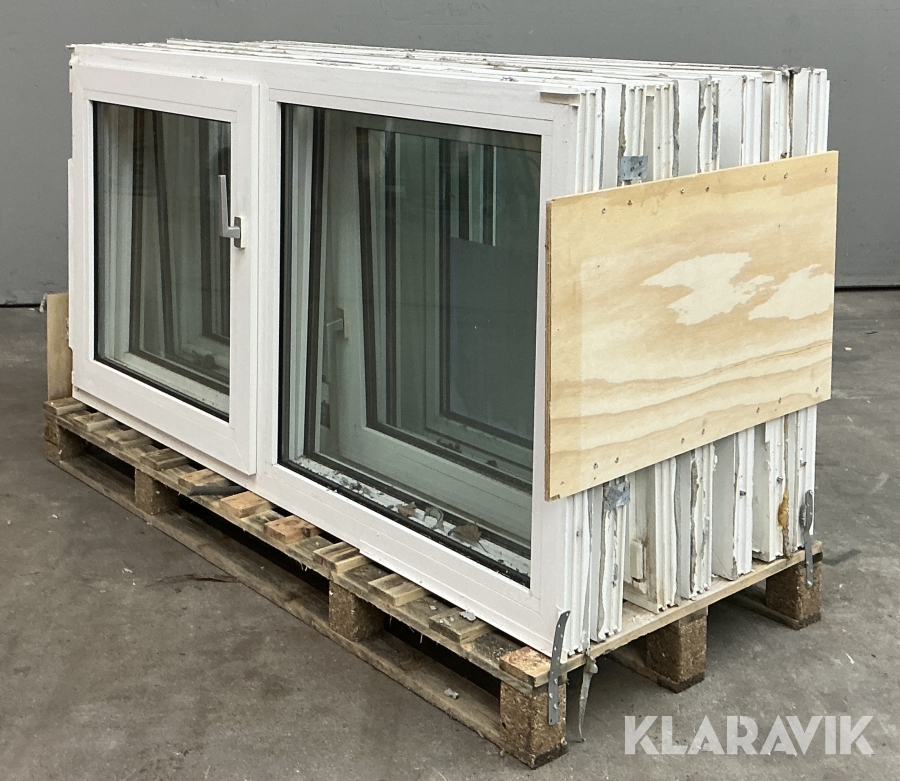 Vindue med dreje kip og fast karm - 7 stk Plast 2-fags 