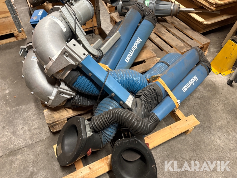 Udsugningsarme + rørføringer + ventilationsudstyr Nedermann