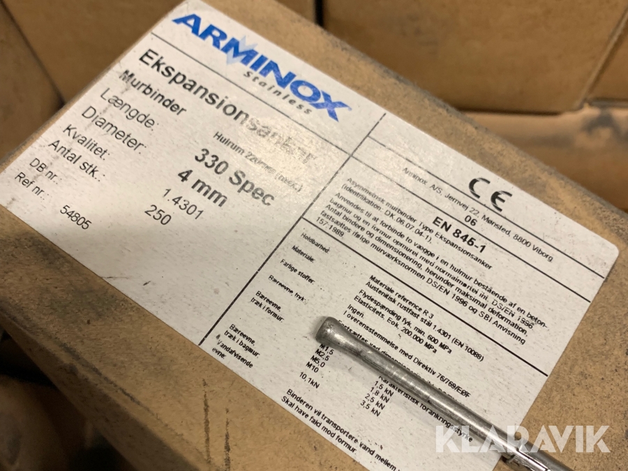 Ekspansionsanker Arminox 330 mm speciel 1500 stk 