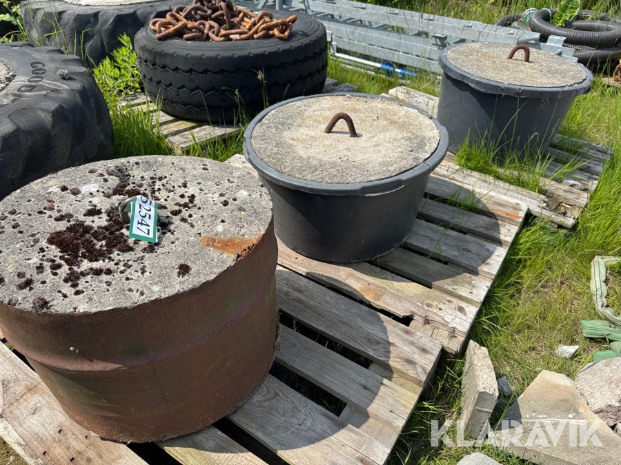 Cement støbt spand 3 styks