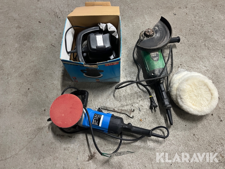 Lot polermaskiner og vinkelsliber Hitachi, Powercraft & Biltema