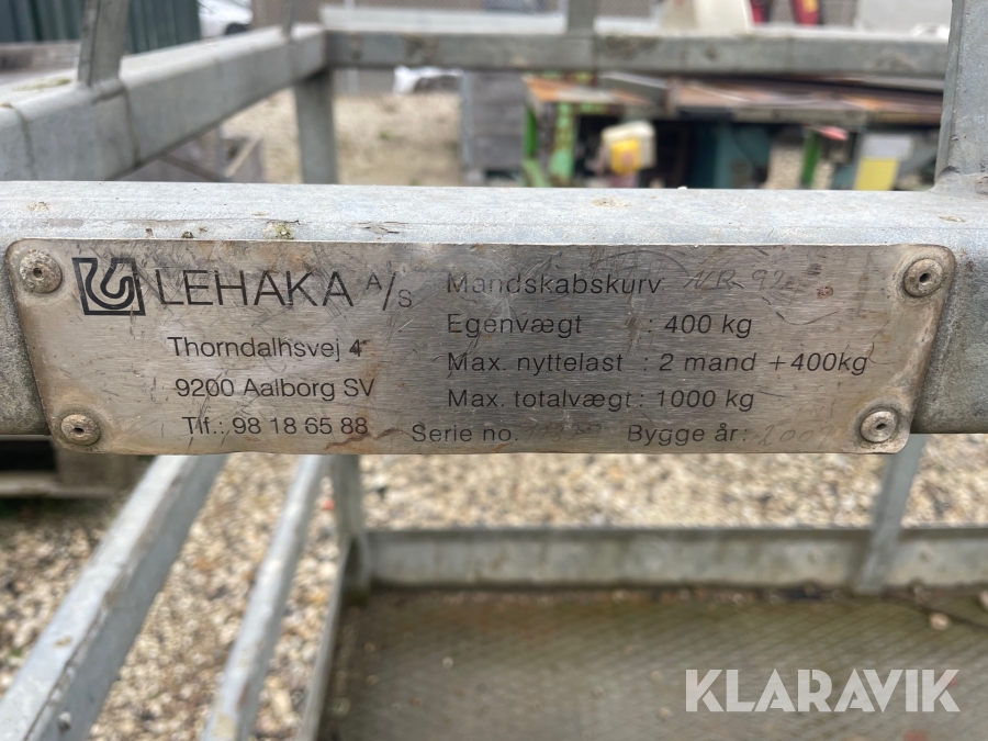 Mandskabskurv Lehaka til lift eller kran