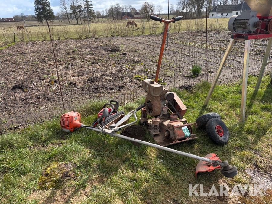 Græstrimmer, kædesav og pladeviberater