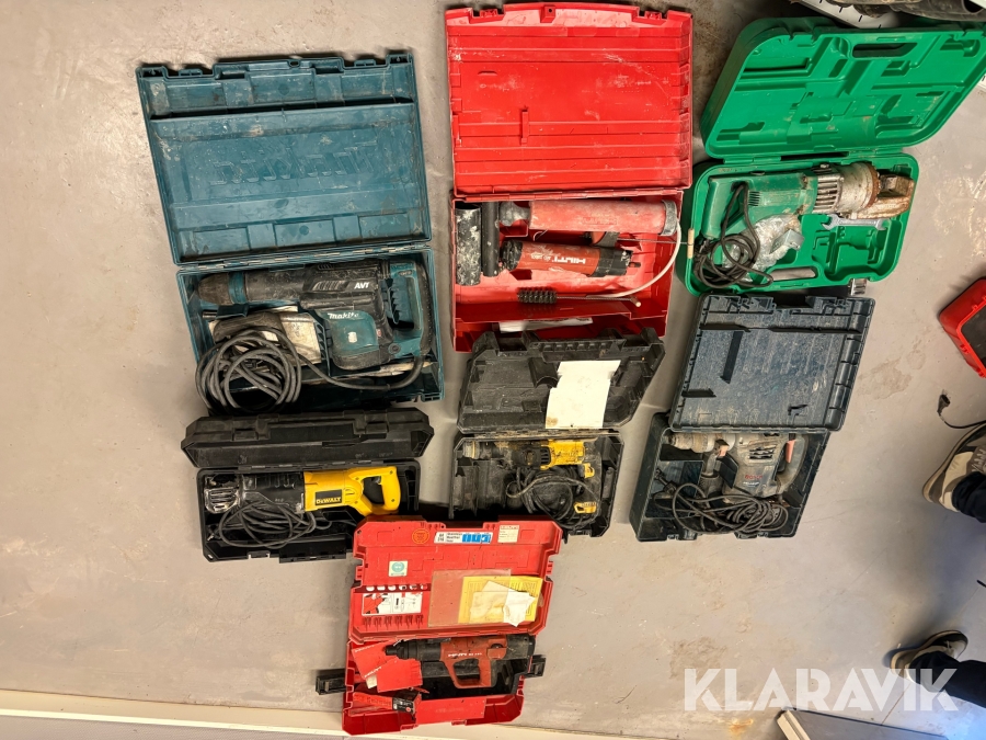 Elværktøj DeWALT Bosch Makita Hilti blandet parti