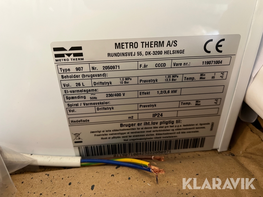 Varmtvandsbeholder Metro Therm 907 - 26 liter