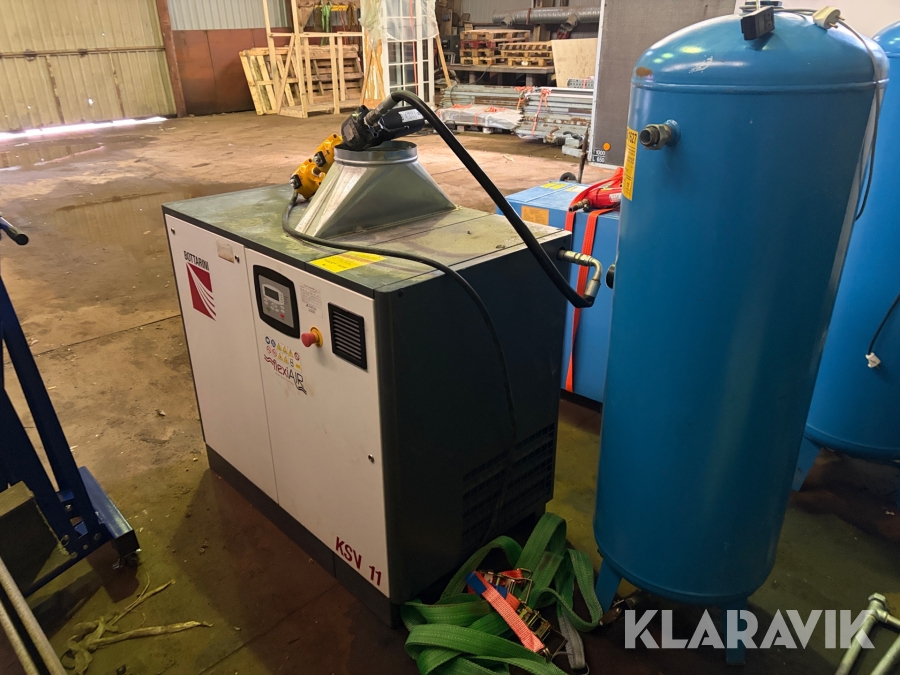 Skruekompressor Bottarina KSV 11 med tank og filter