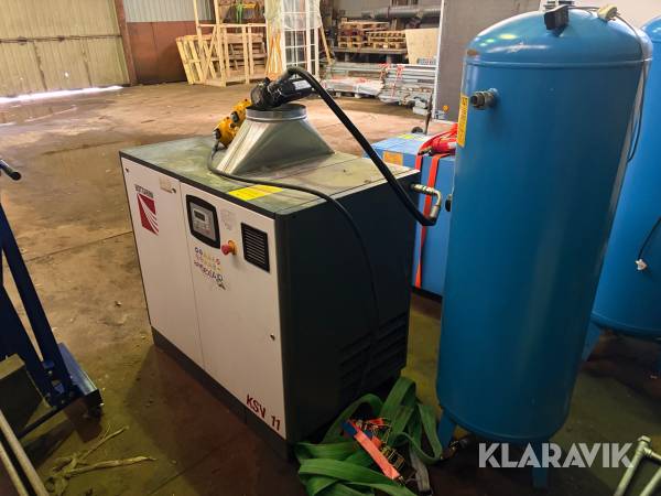 Skruekompressor Bottarina KSV 11 med tank og filter