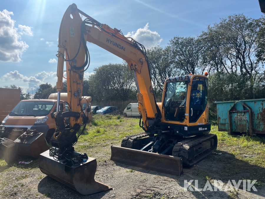 Gravemaskine Hyundai Robex 80CR-9A med sortergrab og tiltskovl