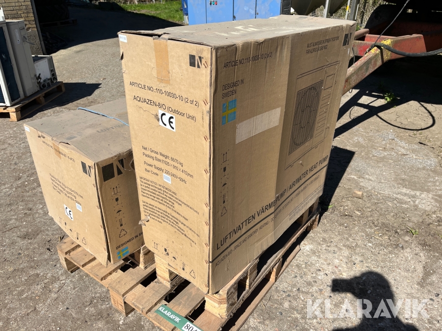 Varmepumpe 1 styk inderdel og 1 yderdel