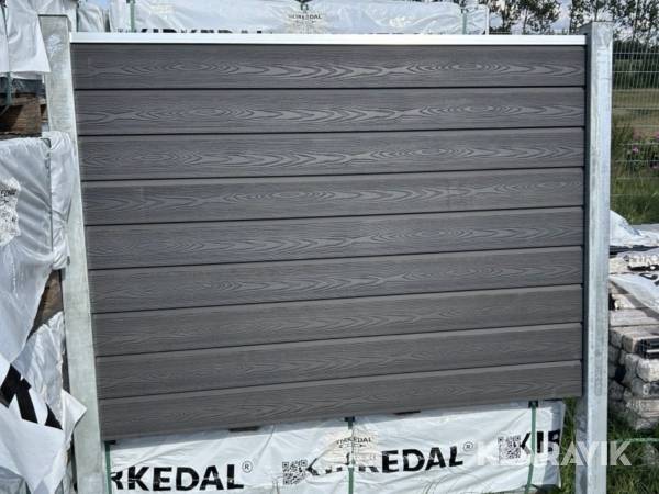 Komposithegn sort med alu stolper Kirkedal K1 3D Wood Grain 112 styk